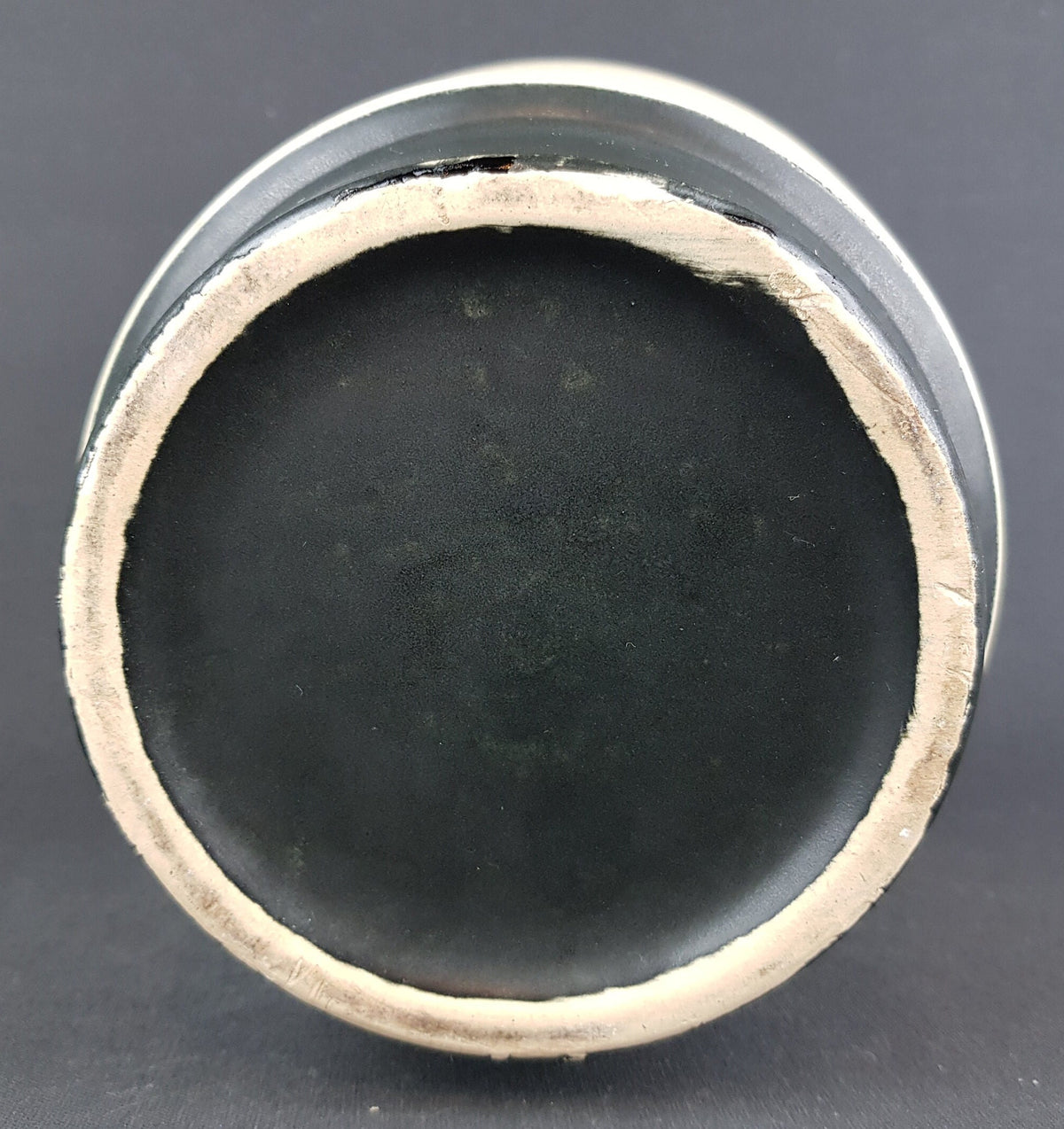 Vintage West German Pottery Black and Beige Planter Flower Pot 1960s 1970s Fat Lava Era
