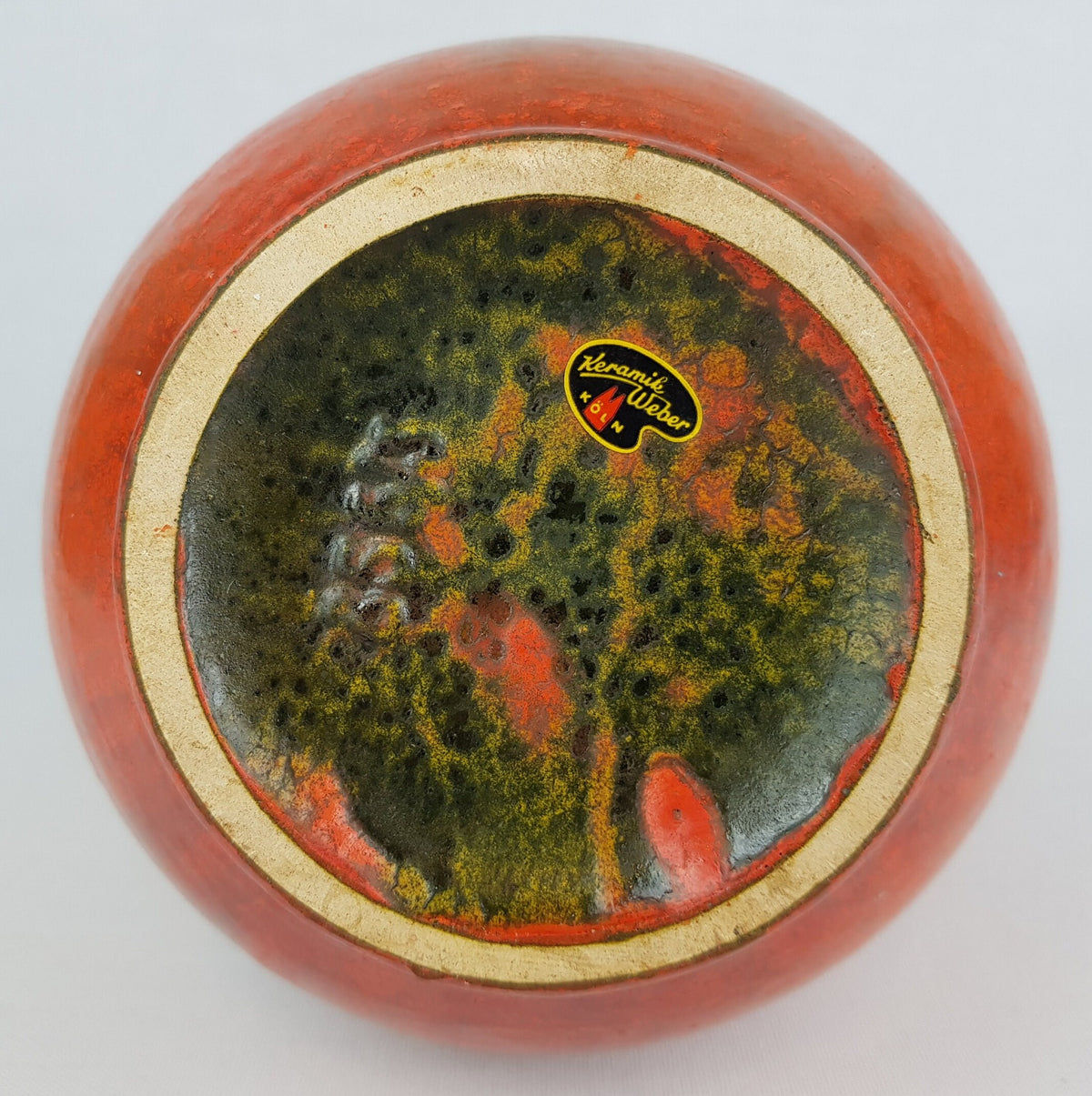 Vintage RUSCHA KERAMIK Vase with VULKANO decor by Kurt Tschorner 856/3 West German Pottery 1960s