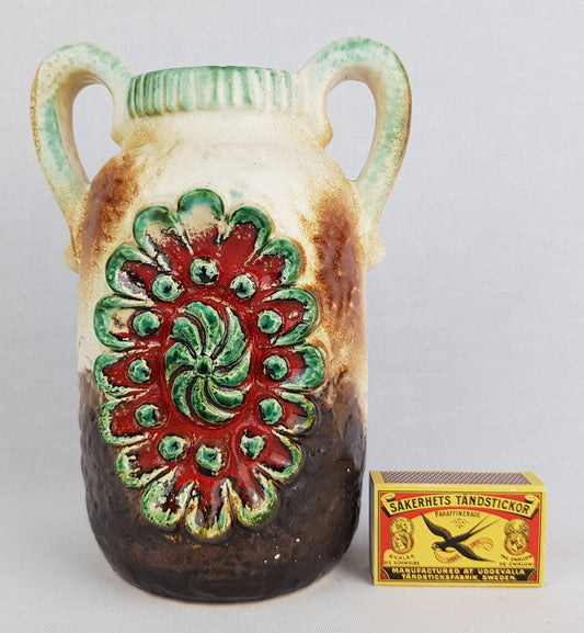 Vintage Multi Colored DÜMLER & BREIDEN Fat Lava Vase 51/17 Relief Serie with Juwel Decor 1970s