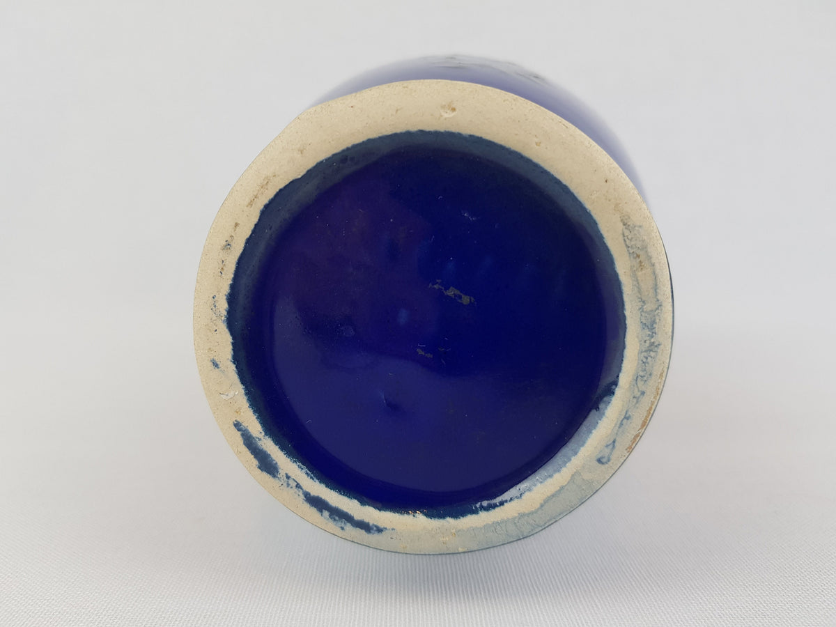 Vintage DÜMLER & BREIDEN KERAMIK Blue and Red Fat Lava Vase 347-30 West German Pottery 1970s
