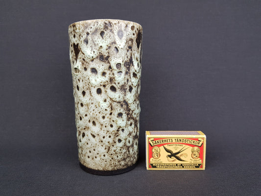 Vintage PIETER GROENEVELDT Beige Brown Fat Lava Vase 104 14 Dutch Studio Art Pottery 1960s