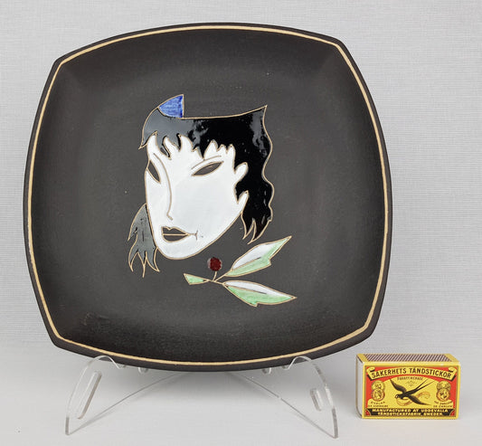 Vintage RUSCHA KERAMIK Wall Plate with Masks Decor 732 2 West German Pottery 1960s