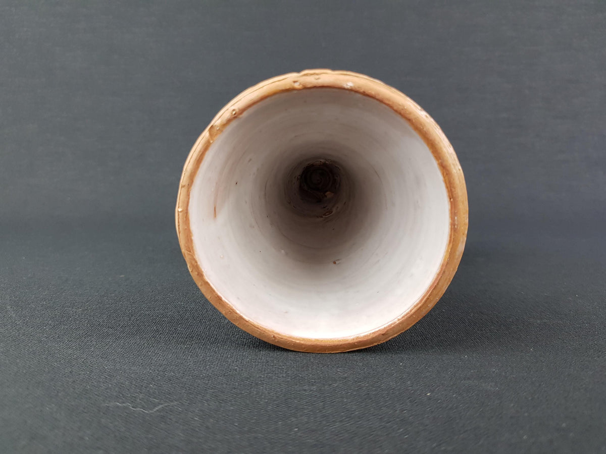 Vintage West German Style Ceramic Candlestick – White & Brown, Brutalist, 1960s/70s