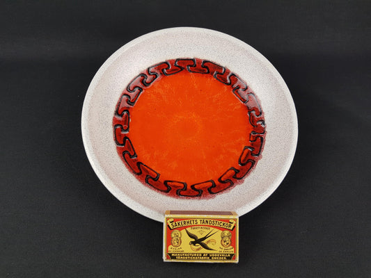 Vintage Orange DÜMLER & BREIDEN Relief Fat Lava Bowl 226-20 West German Pottery 1970s