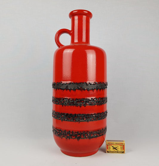 Vintage STEULER KERAMIK Red Floor Vase 128-45 West German Pottery 1960s