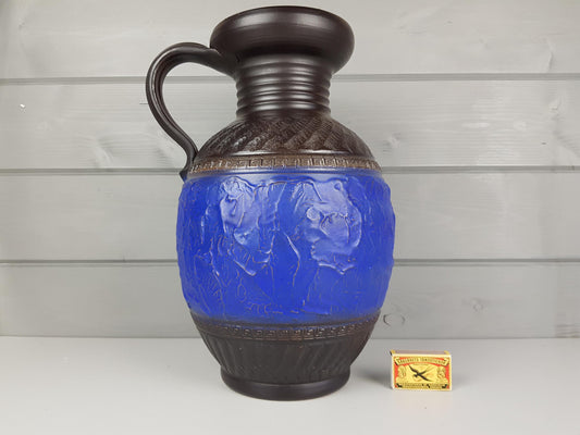 Vintage West German Pottery Blue Black KLINKER Vase no.35 1950-60s, maker unknown, probably Eiwa / Speier