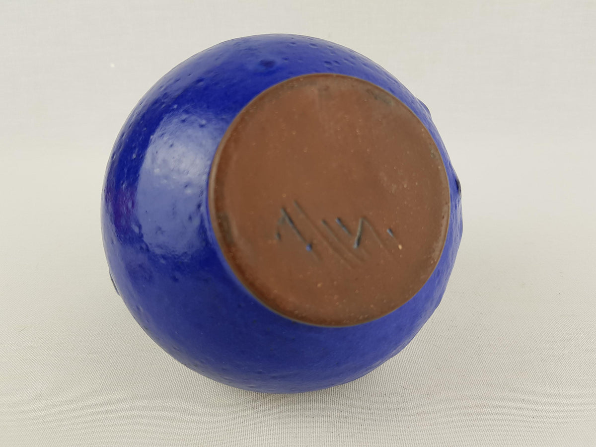 Vintage HARTWIG HEYNE TÖPFEREI (Hey) Yves Klein Blue Handled CeramicVase - West German Pottery 1960-70s
