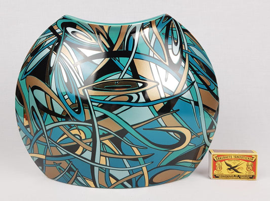 Vintage STEULER DESIGN Turquoise Pillow Vase Memphis Style West German Pottery 1980s