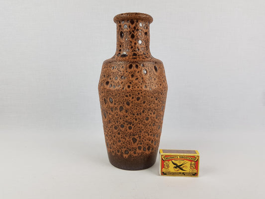 Vintage STEULER KERAMIK Brown Fat Lava Vase 135-25 West German Pottery 1960s
