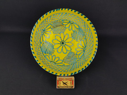 Vintage MANCIOLI / MANCER Yellow and Green Bowl Italian Pottery 1960s Italy