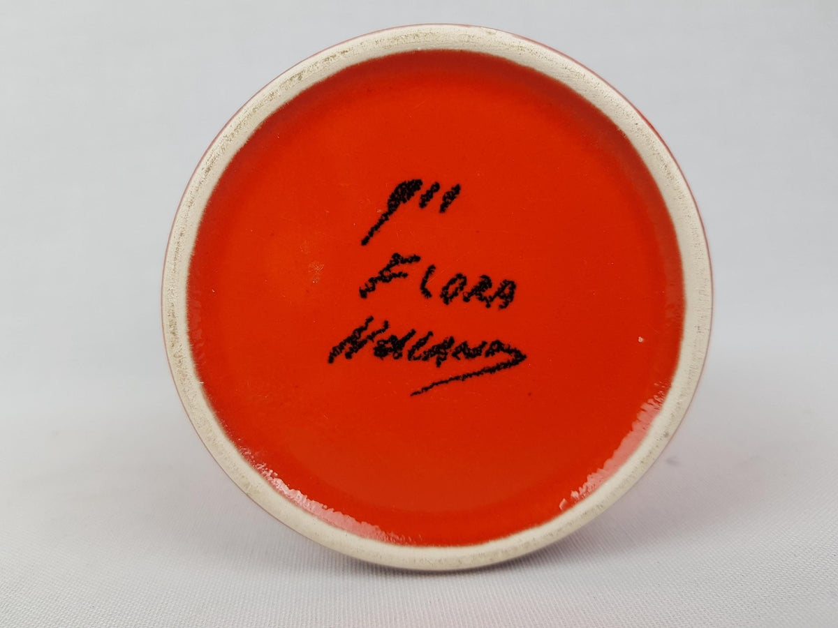 Vintage FLORA GOUDA HOLLAND Ceramic Orange Vase With Tokio Decor 911 Dutch Pottery 1970s