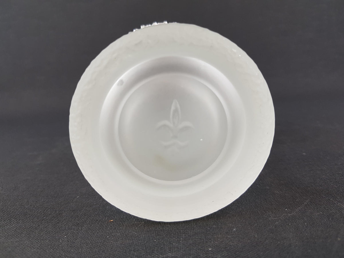 Vintage VAL SAINT LAMBERT Belgium Glass Art Spiked Decor 1970s Marked with French Lily Fleur de Lis
