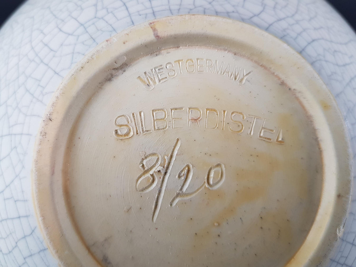 Vintage SILBERDISTEL Stylish Vase with Craquele Decor 8/20 West German Pottery 1950s
