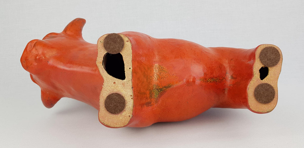 XL Vintage RUSCHA KERAMIK Bull with Vulkano decor West German Pottery 1960s by Kurt Tschörner