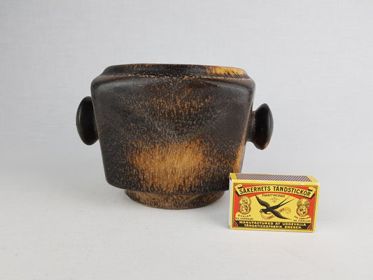 Vintage LORÉ KERAMIEK BEESEL Brown Double Knobs Planter Flower Pot B146 Dutch Pottery 1970s