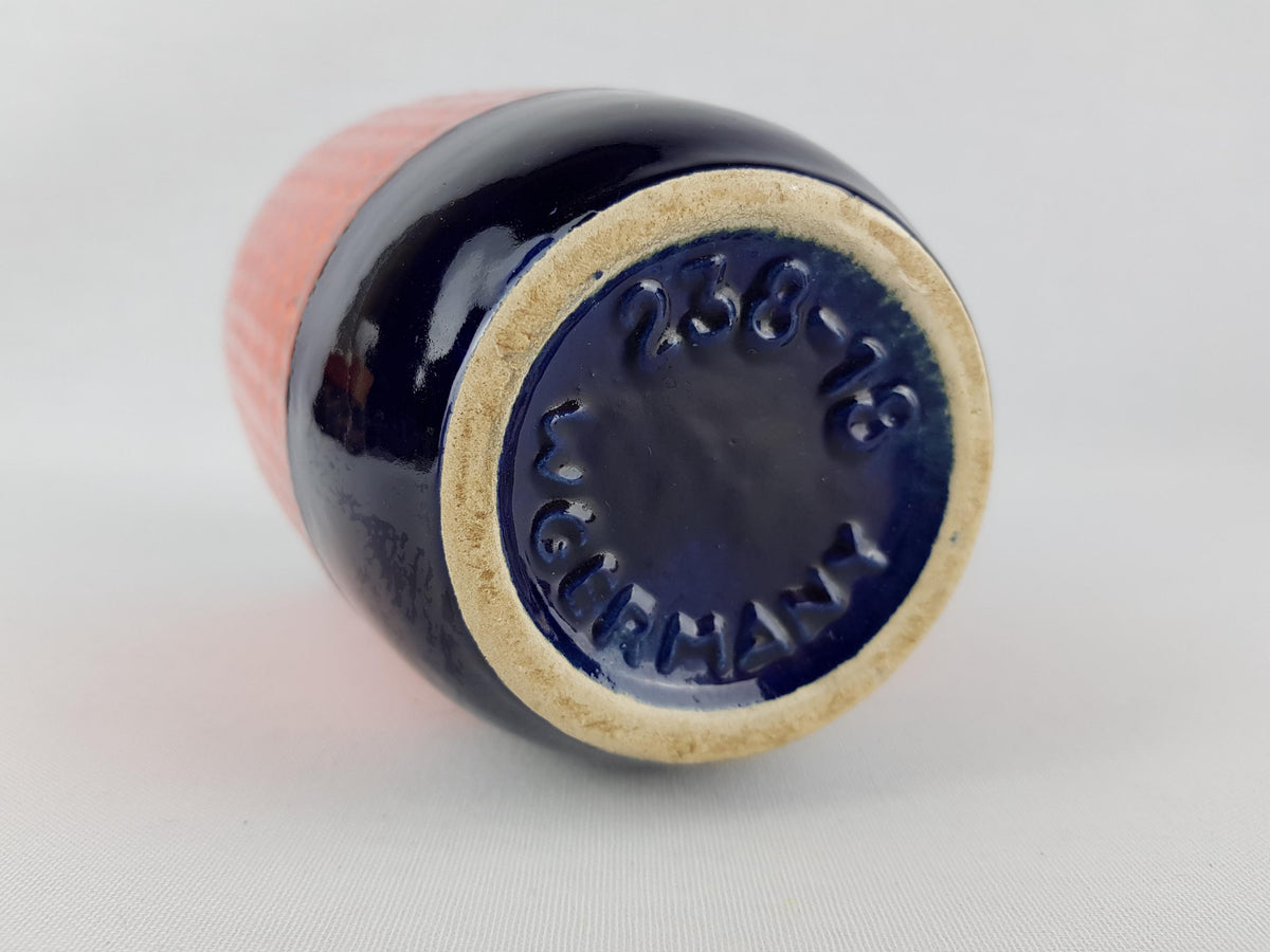 Vintage SCHEURICH KERAMIK Red and Blue Vase 238/18 West German Pottery 1970s