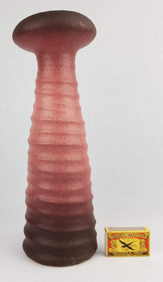 Vintage VEST KERAMIEK Purple Pink Vase With Chrome Red Decor L3 Dutch Pottery 1970s