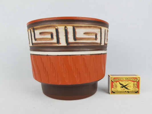 Vintage AKRU Alfred Krupp Klinker Planter Flower Pot With Incised Pattern West German Pottery 1950-60s