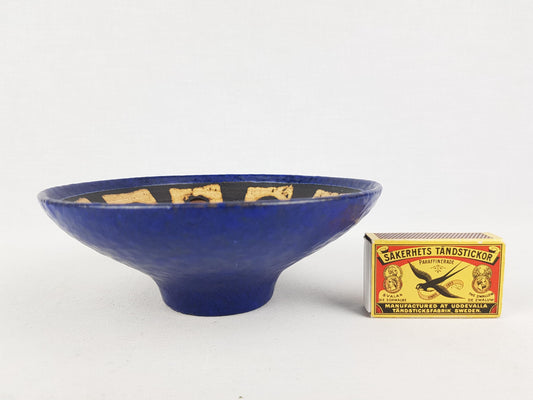 Vintage RUSCHA KERAMIK Stylish Blue Bowl with "Lapis" 749-1 West German Pottery 1960s