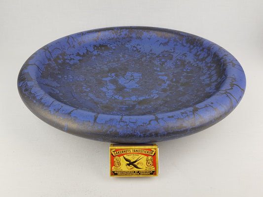 Large Vintage Steuler Design Bowl, Blue & Gray Mottled Glaze West German Pottery 1980s