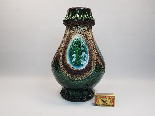 Vintage DÜMLER & BREIDEN KERAMIK Green and Brown Vase 1003-30 West German Pottery 1970s