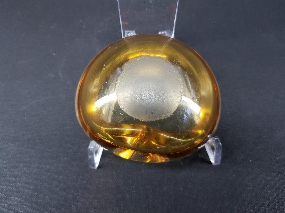 Vintage MURANO GLASS Amber And Clear Folded Glass Bowl Italian Art Glass 1960s MCM
