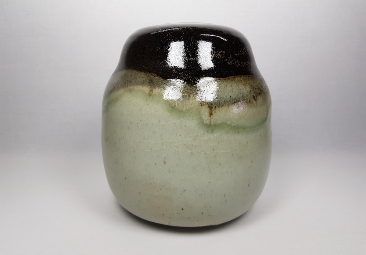 Vintage STUDIO ART POTTERY White and Brown Green Vase – Unknown Designer