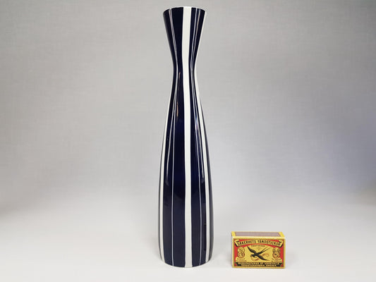 Vintage UNTERWEISSBACH Deep Blue and White Vase East German Pottery 1960s 1970s