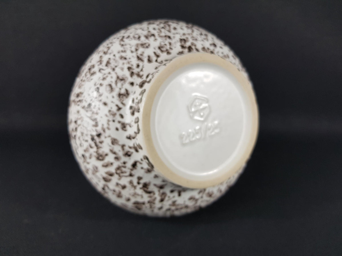 Vintage STEULER KERAMIK White Vase and Black Decor "Cascad" Series 225-25 West German Pottery Fat Lava Era 1969s