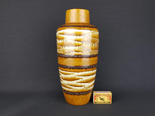 Vintage SCHEURICH KERAMIK Ochre and Dark Brown Vase 517-30 West German Pottery 1970s