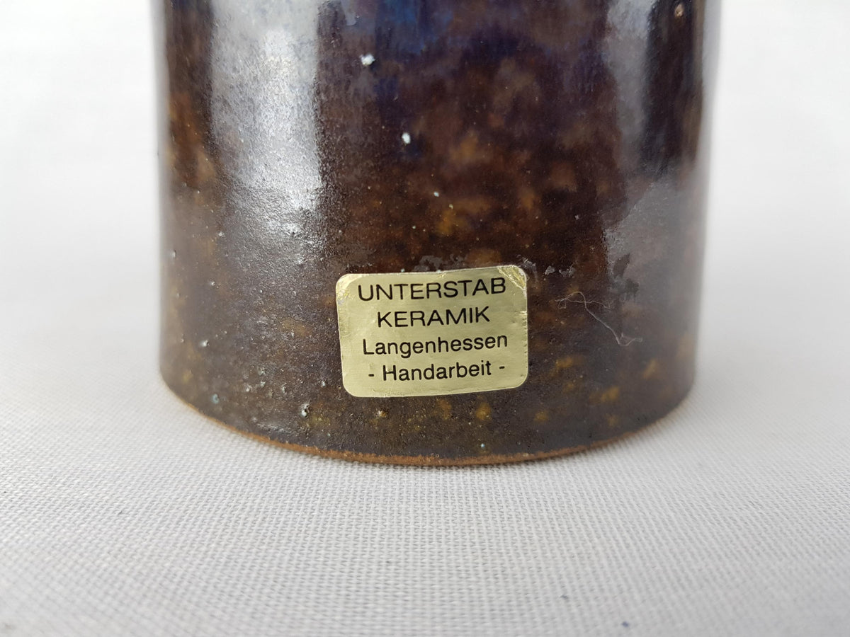 Vintage UNTERSTAB Kunst Töpferei Unterstab KTU Blue Vase Studio Art Pottery, East German Pottery 1960's