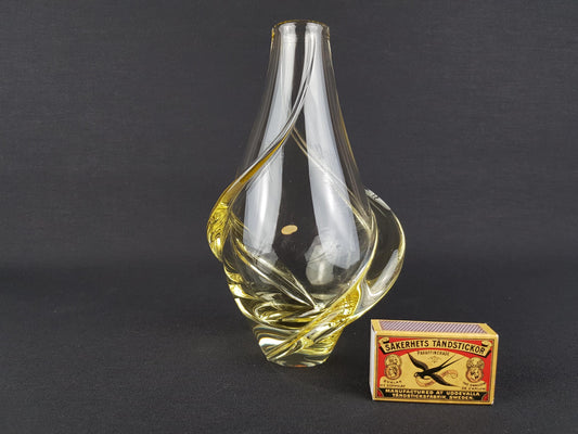 Vintage ZELEZNY BROD SKLO Yellow Glass Vase from Czechoslovakia 1960s by Miloslav Klinger