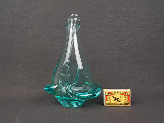 Vintage ZELEZNY BROD SKLO Turquoise Glass Vase from Czechoslovakia 1960s by Miloslav Klinger