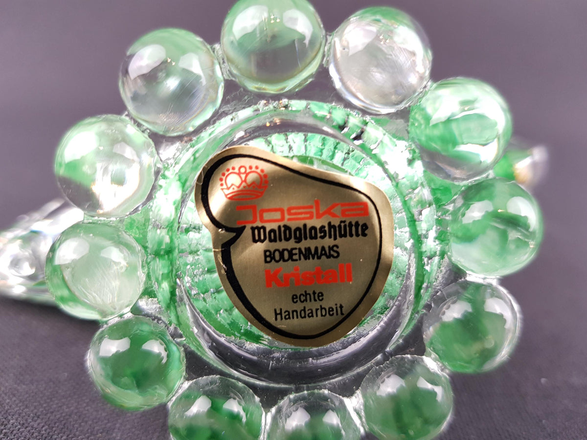 Vintage JOSKA BODENMAIS WALDGLASHÜTTE Green Crystal Glass Fish from Germany 1970s