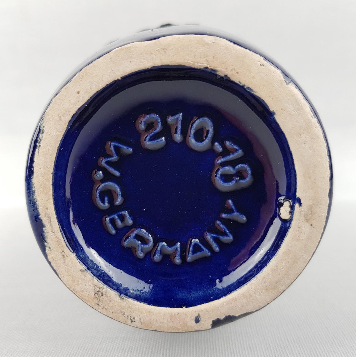 Vintage SCHEURICH KERAMIK Fat Lava Blue and Black Vase 210 18 West German Pottery 1970s