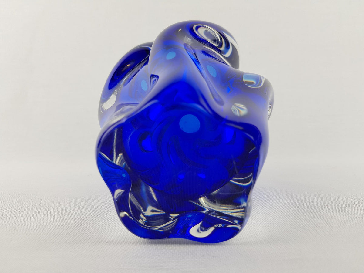 Vintage Rare JOSEF HOSPODKA Blue Vase Novy Bor Borocrystal Bohemian Czech Glass 1960s Czechoslovakia