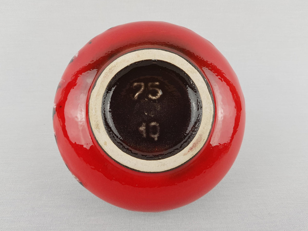 Vintage SCHLOSSBERG KERAMIK Red Fat Lava Vase 75 10 West German Pottery 1960s
