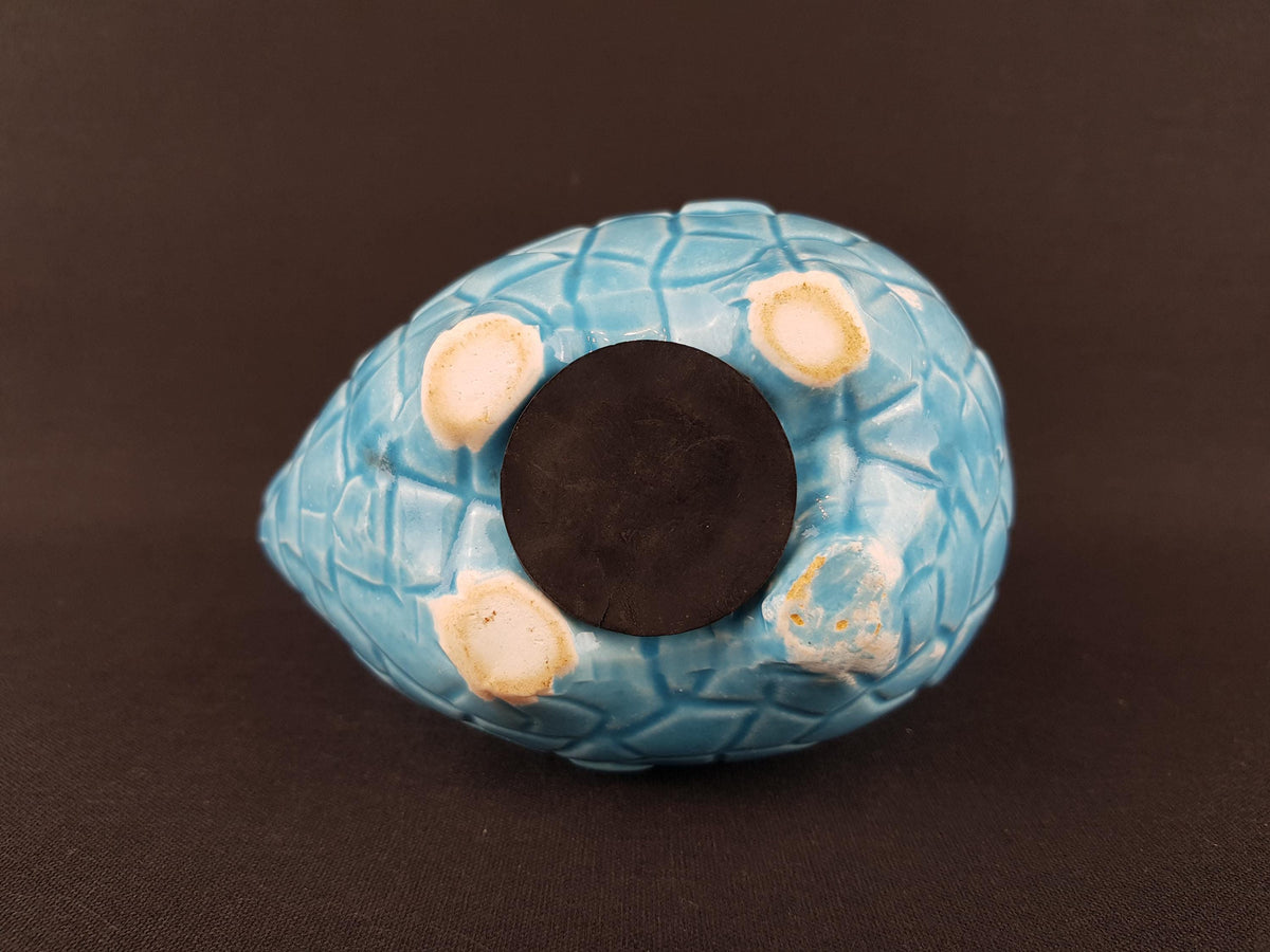 Vintage TILSO JAPAN Light Blue Figurine Piggy Bank Saving Money Box with Geometric Pattern Japanese Pottery