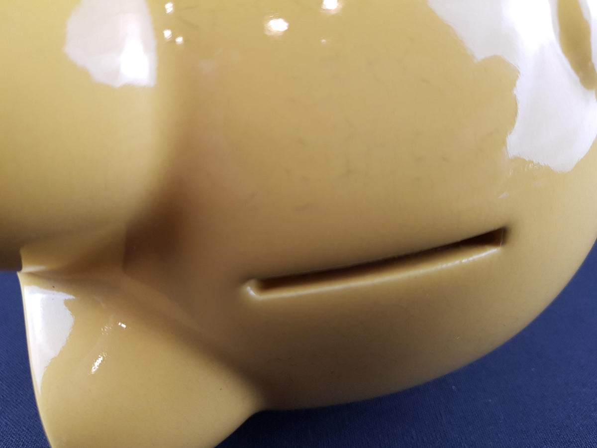 Vintage SCHEURICH KERAMIK Yellow Piggy Money Bank Large West German Pottery Fat Lava Era 1970s