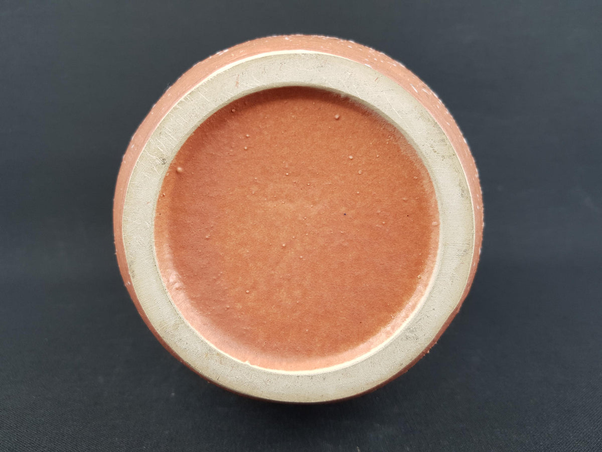 Vintage RUSCHA ART KERAMIK Salmon Pink and Bluish Fat Lava Vase West German Pottery 1970s