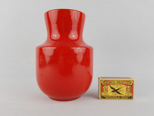 Vintage STEULER KERAMIK Red Vase 140-15 West German Pottery 1960s