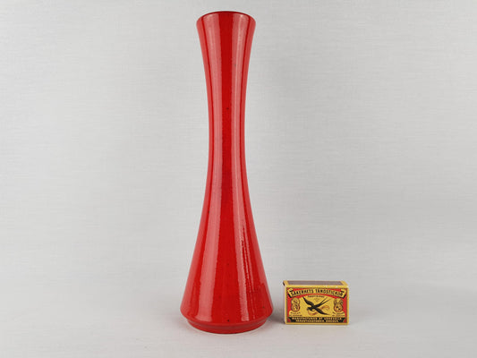 Vintage STEULER KERAMIK Tapered Hourglass Red Vase 4125 4 West German Pottery 1950s