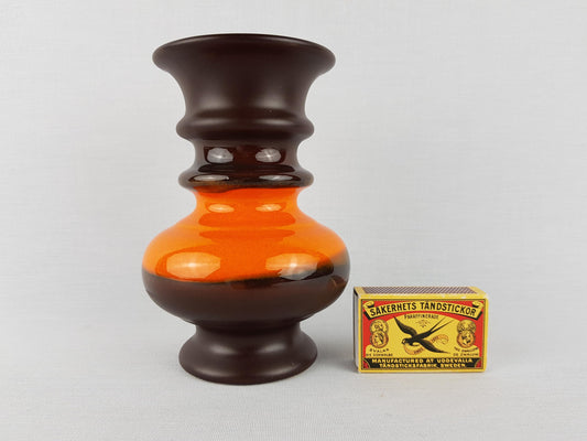 Vintage GOUDA MODICA Brown and Orange Vase Dutch Pottery 1970s