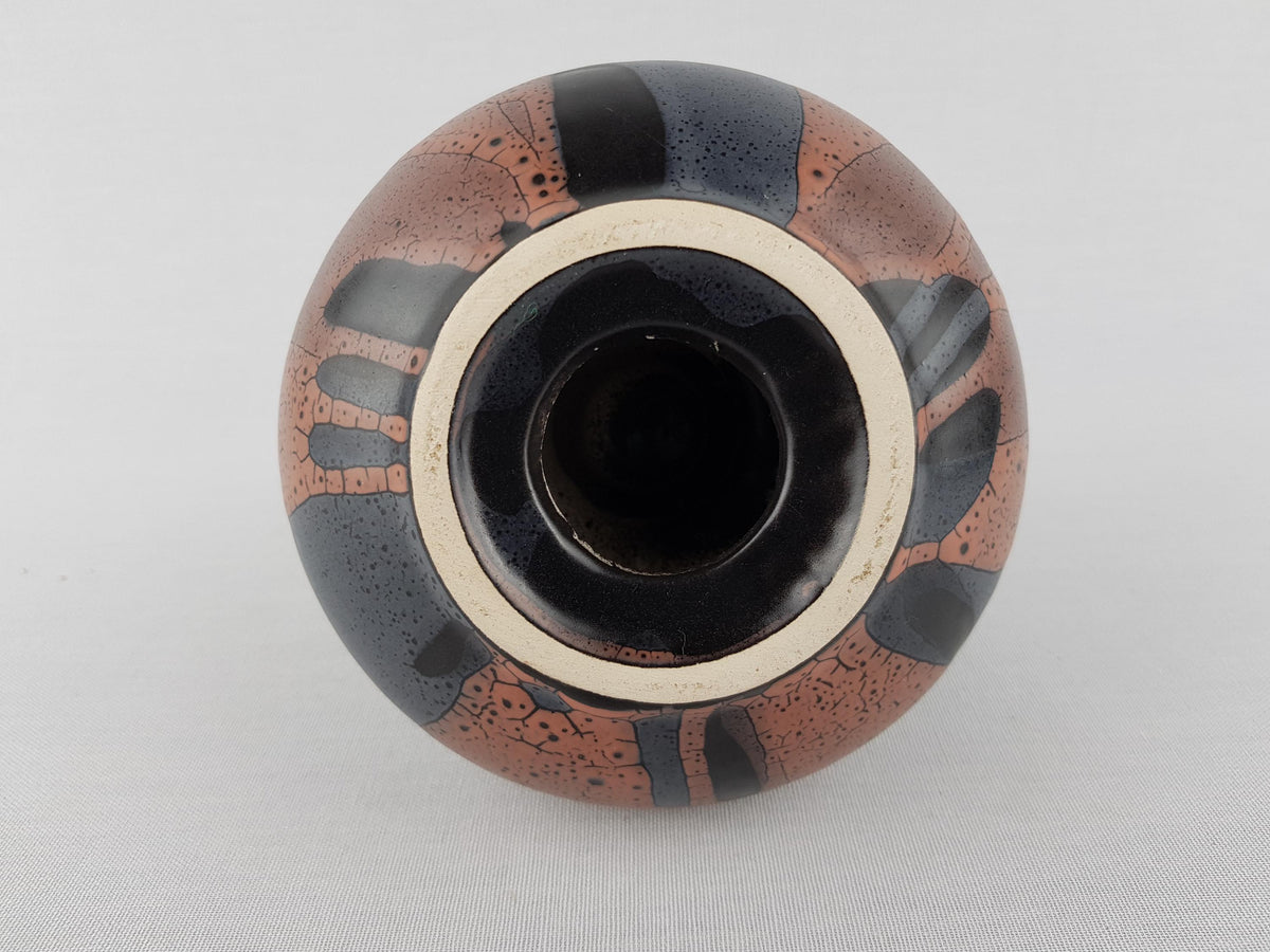 Rare Vintage STEULER KERAMIK Black and Brown Candleholder West German Pottery 1960s