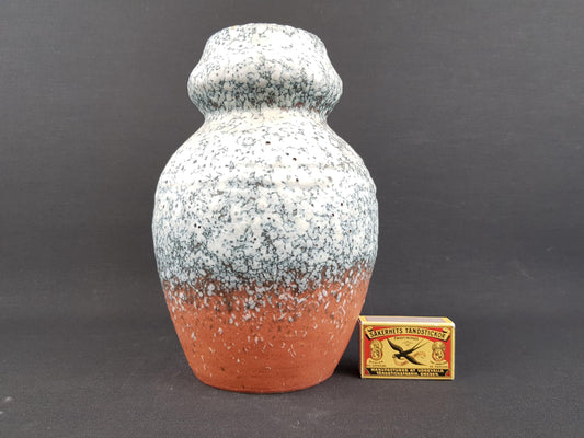 Vintage RUSCHA ART KERAMIK Salmon Pink and Bluish Fat Lava Vase West German Pottery 1970s