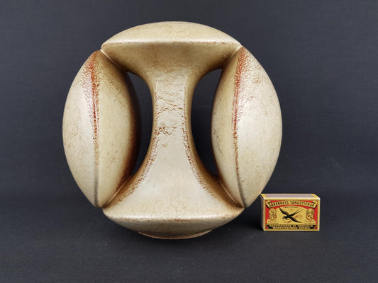 Vintage BERTONCELLO Rare form Vase by Roberto Rigon with Screziato Havana Decor Mid-Century Modern Style 1970's from Italy