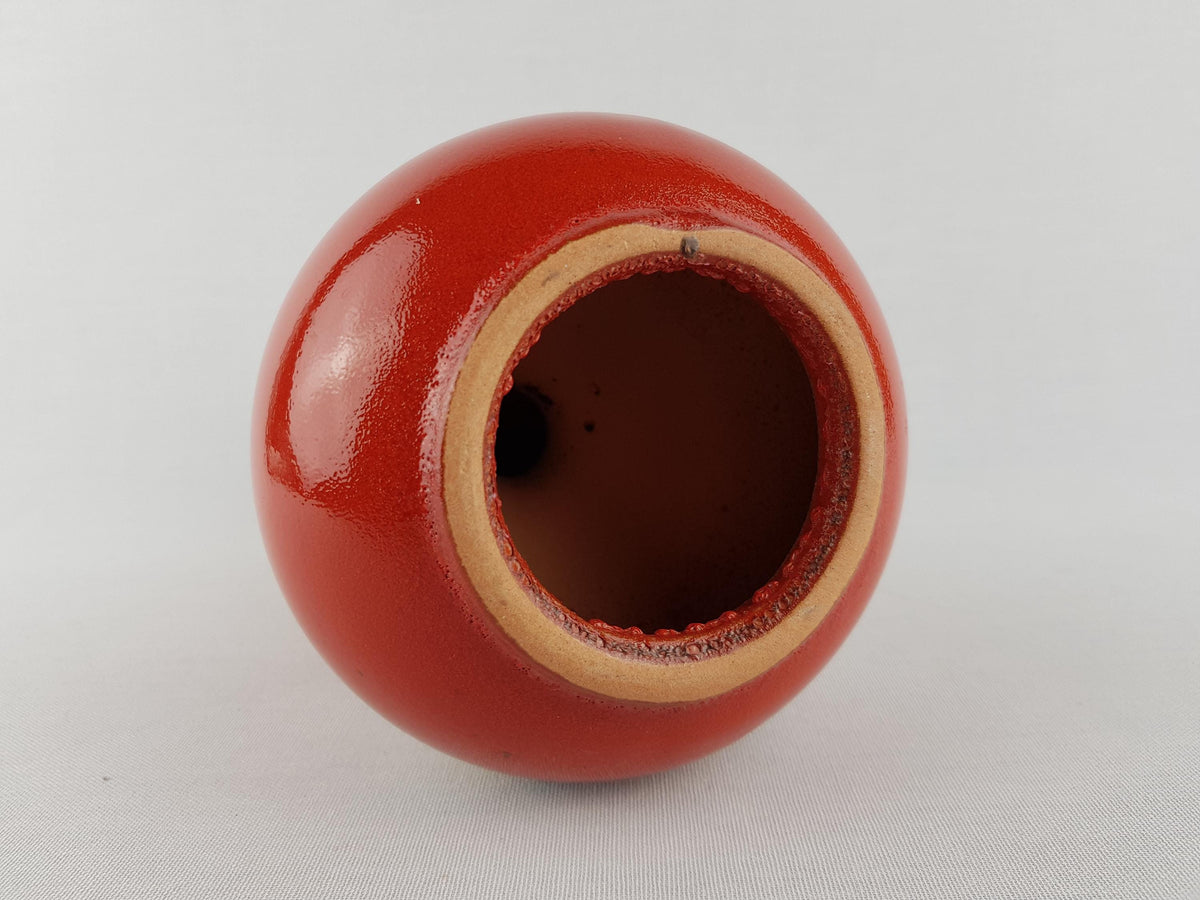 Vintage CARSTENS TONNIESHOF | Ceramic Red Candle Holder with Apple Decor | West German Pottery, 1970s | Fat Lava Era