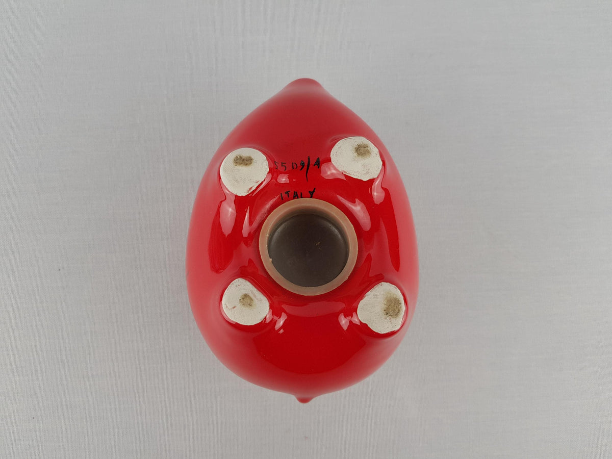 Vintage SICART (SICA) Red Hand Painted Money Box, Piggy Bank, Italian Pottery, Ceramiche Italia 1970s