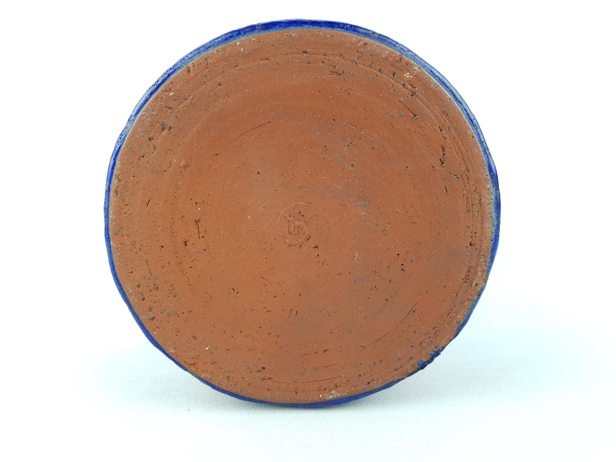 Vintage STUDIO ART POTTERY Handpainted Blue and Beige Vase Likely Danish Pottery Mid Century Modern