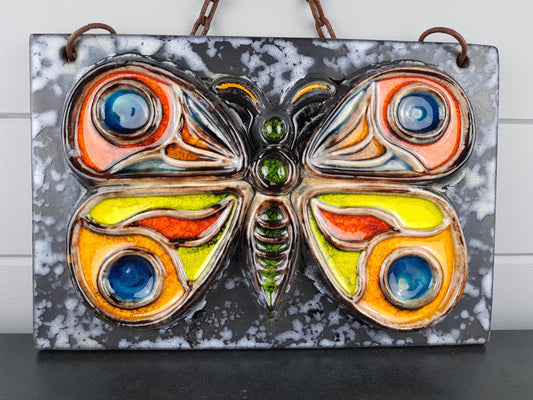 Vintage CARSTENS LUXUS Serie Wall Plate with Butterfly Decor West German Pottery 1960s